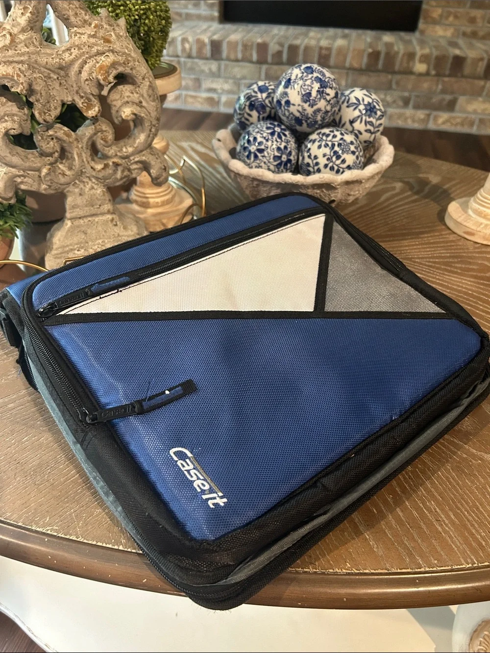 Case It Blue & White 3 Ring Organizer Bag & Laptop Case